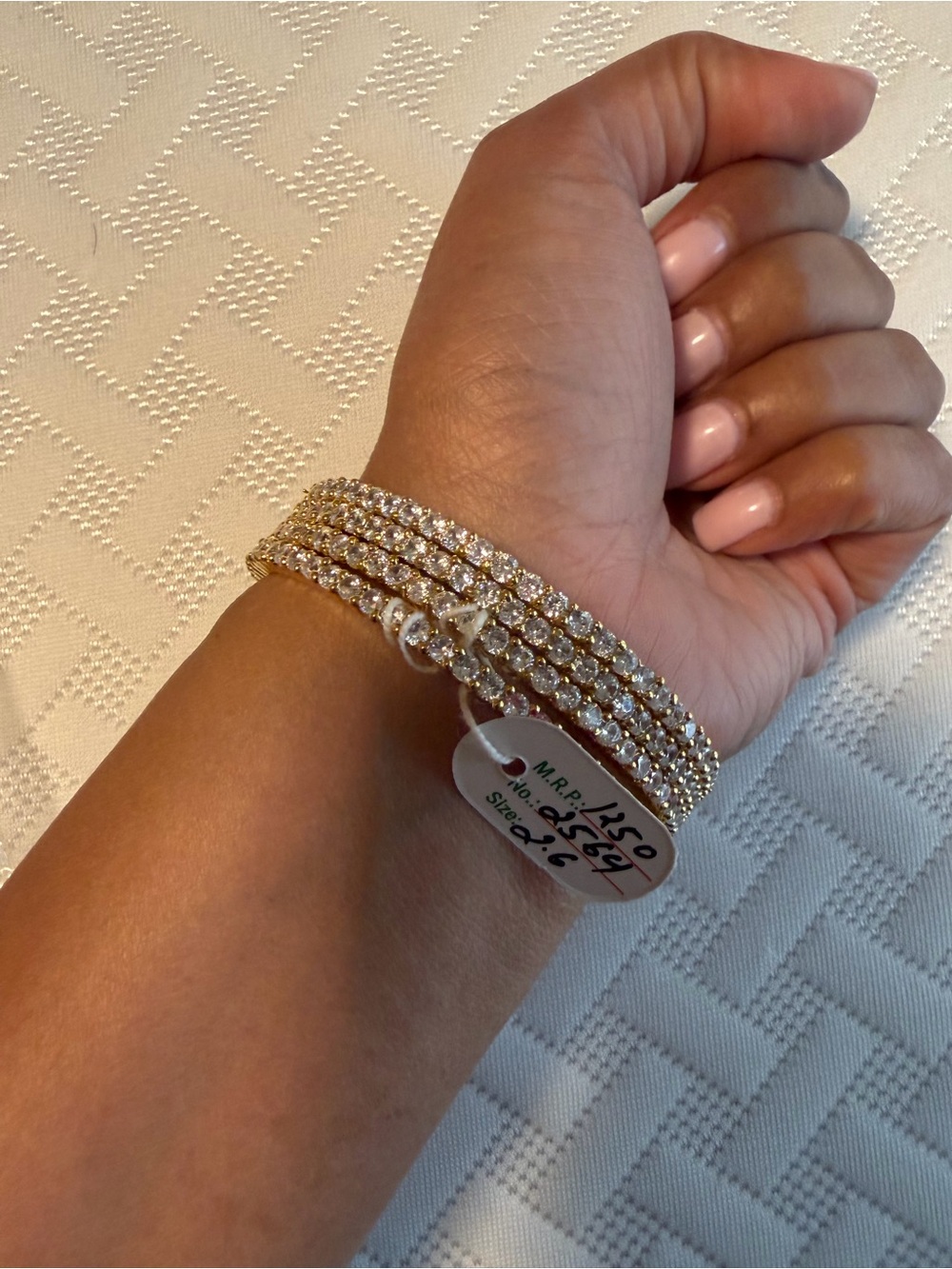 4x Gold Crystal Tennis Bangles - Women's Jewelry